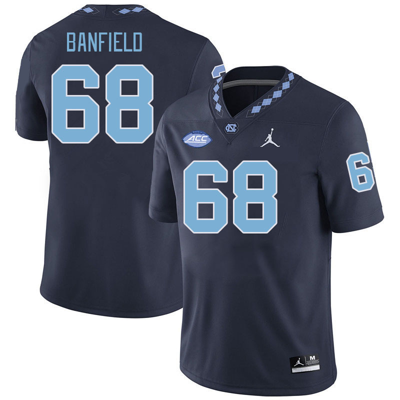 Men #68 Aidan Banfield North Carolina Tar Heels College Football Jerseys Stitched-Navy